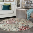 thumbnail image 1 of Deco Transitional 5' Round Seafoam and Red Polypropylene Indoor Area Rug, 1 of 6