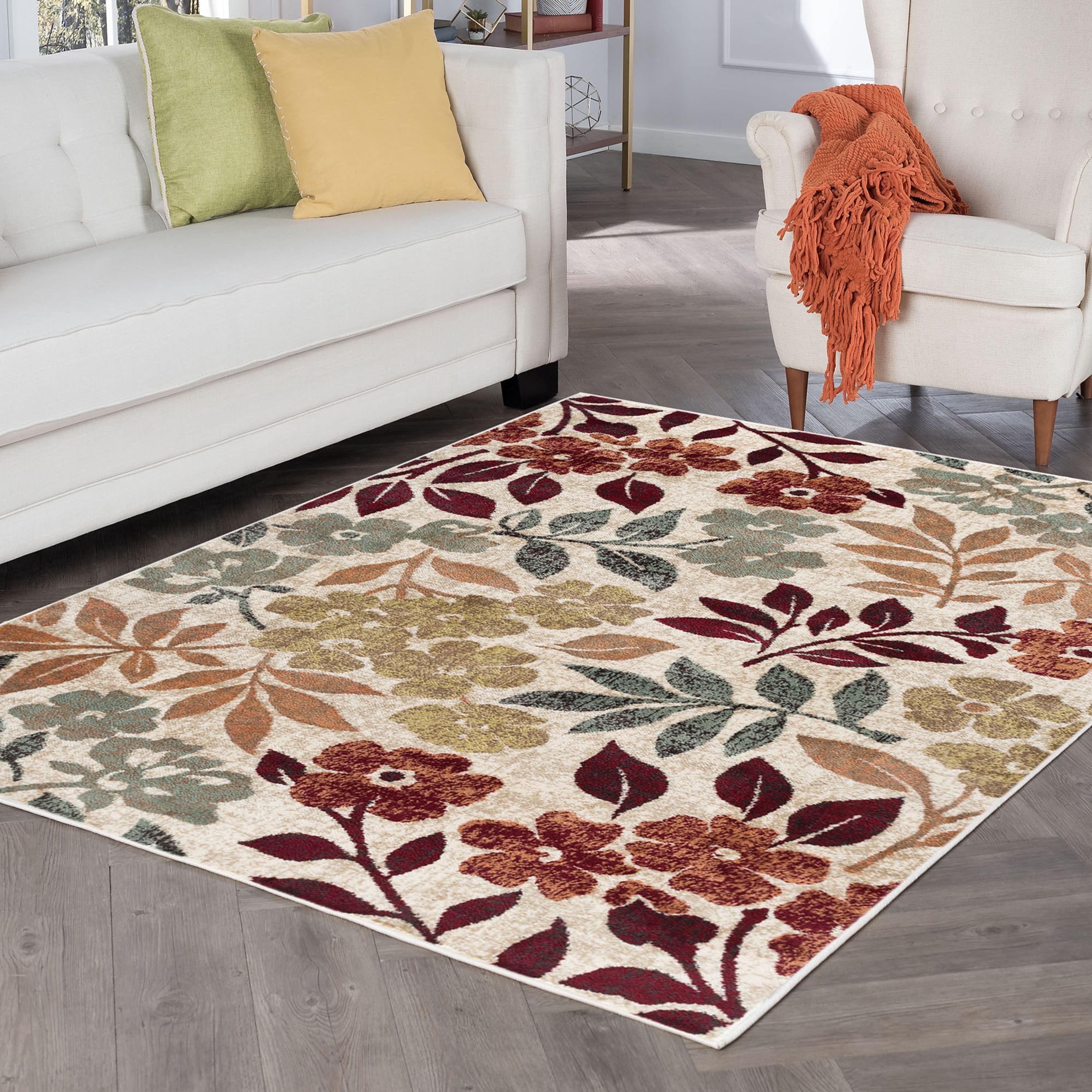 Deco Transitional 5' x 7' Cream and Seafoam Polypropylene Indoor Area Rug
