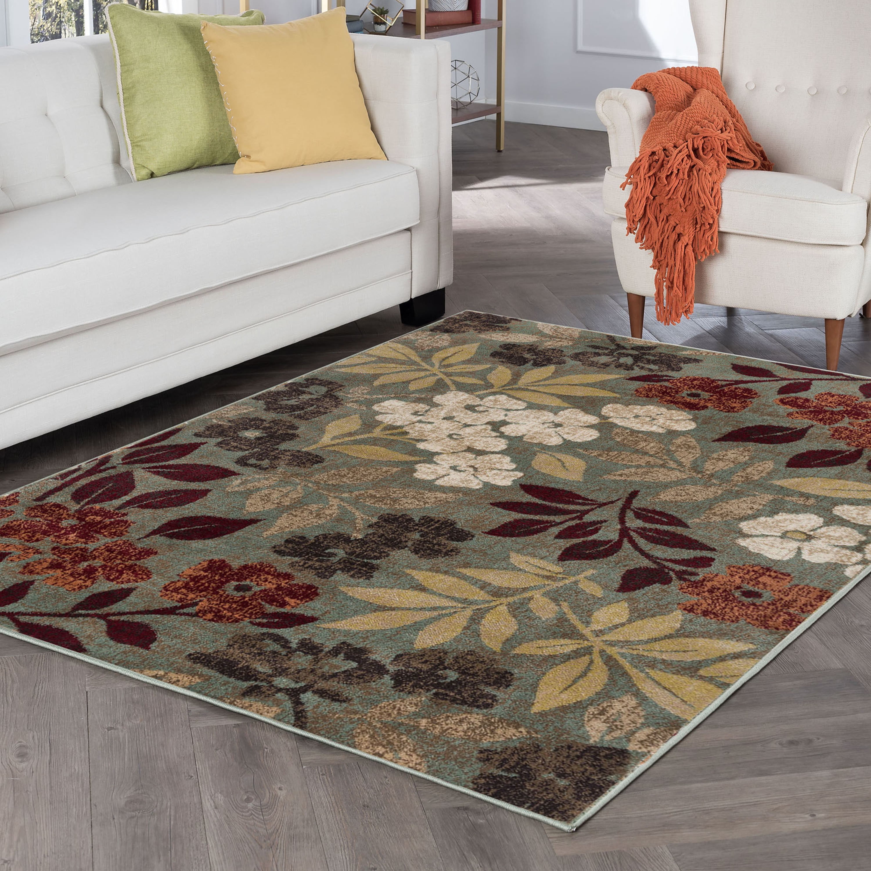 Deco Transitional 8' x 10' Seafoam and Red Polypropylene Indoor Area Rug