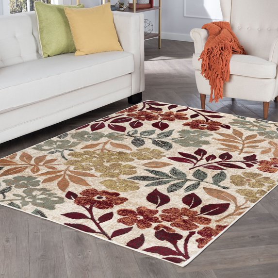 Deco Transitional 9' x 12.6' Cream and Seafoam Polypropylene Indoor Area Rug