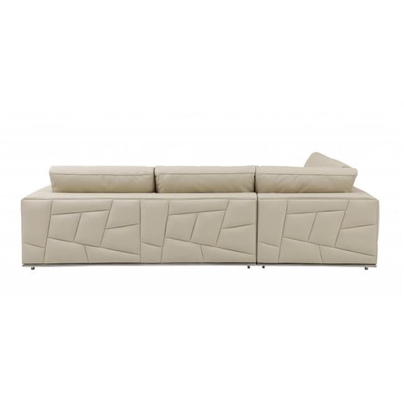 Deco Tufted Italian Leather Modular L Shaped Corner Sectional, Beige - 2 Piece