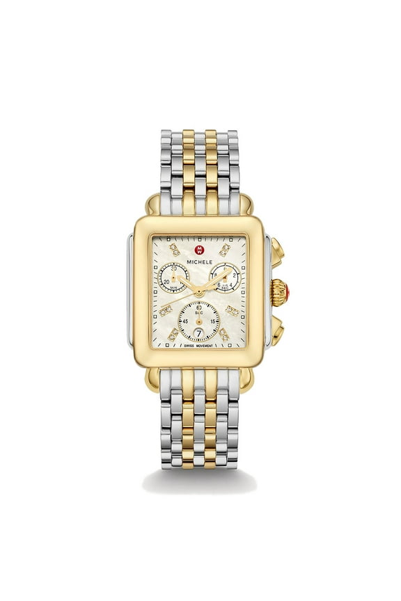 Deco Two-Tone 18K Gold Diamond Dial Women's Watch MWW06A000779