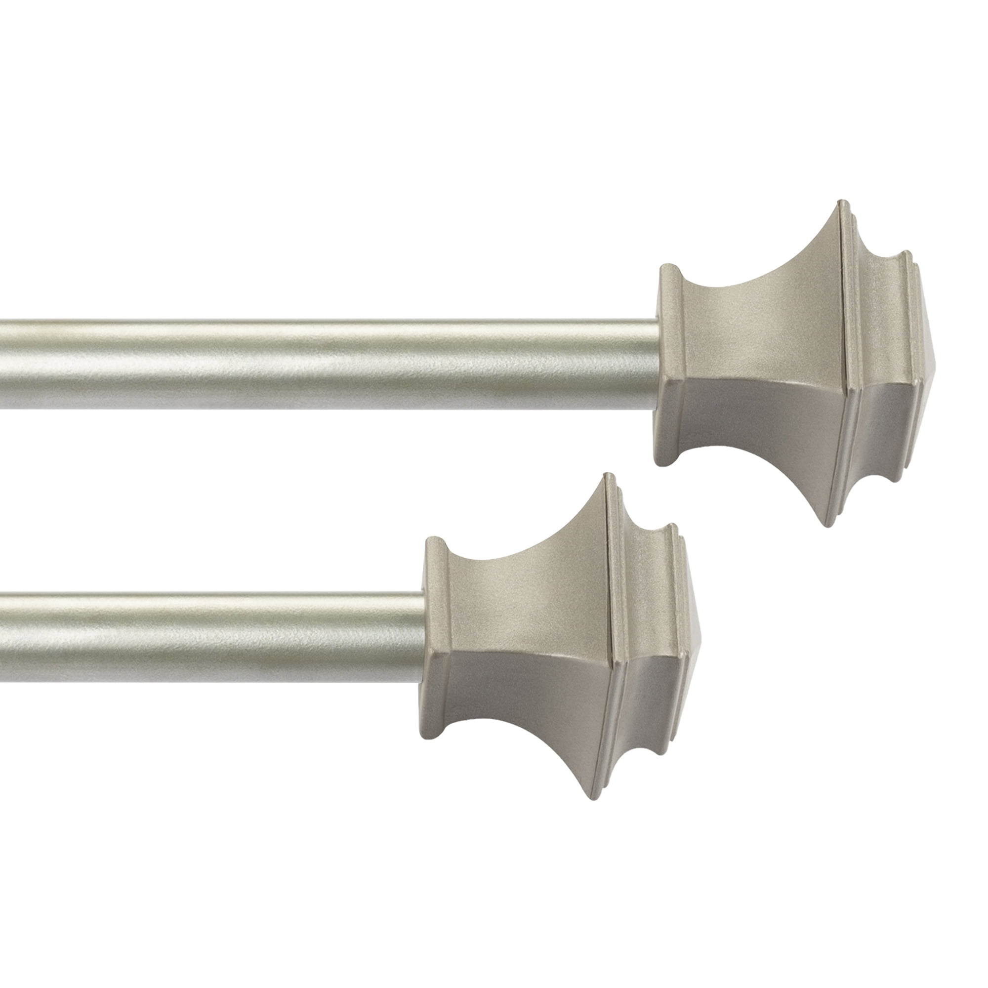 Deco Window 2 Pack Single Adjustable Curtain Rod with Square Finials