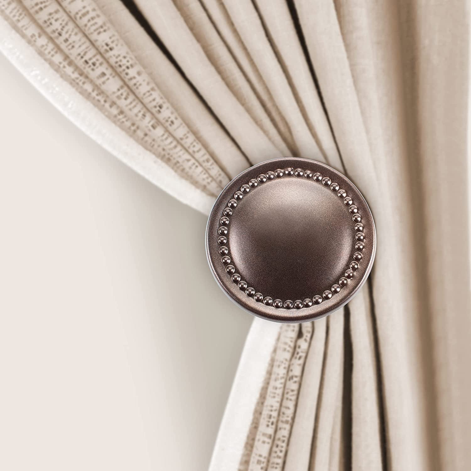 Elegant Brass Finish Metal Curtain Holdbacks, Set of 2
