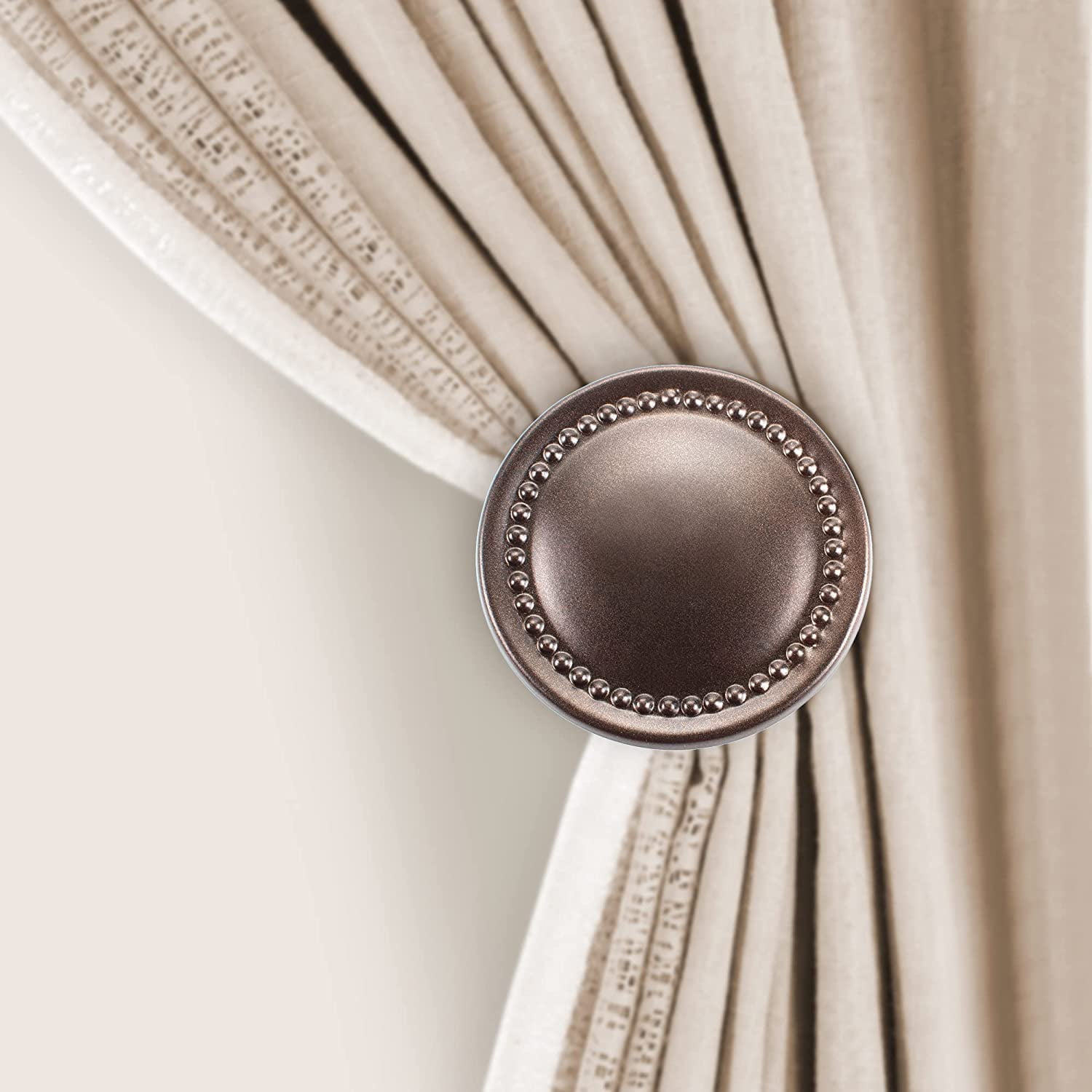 Elegant Brass Finish Metal Curtain Holdbacks, Set of 2