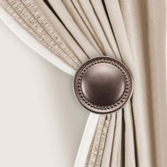 Deco Window 2 Pcs Curtain Holdback for Curtains Wall Mounted Metal Drapery Spin Medallion (Brown Oil Rubbed)