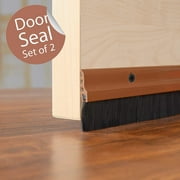 Deco Window 2 Pcs Door Seal (1.5 x 36.5) inches Door Sealing Strip with Aluminium Plate & Nylon Bristles (Chocolate)