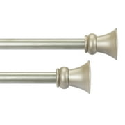 Deco Window 28 to 48 inches 2 Pack Adjustable Curtain Rods for Windows with Egyptian Round Finials (5/8'' Diameter, Nickel)