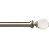 Deco Window 36" to 66" Extendable Curtain Rod for Windows with Acrylic Ball Finials (1" Diameter, Satin Silver)