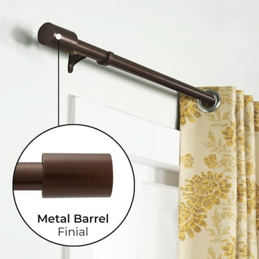 Deco Window 36 to 66 Inches Adjustable Curtain Rod for Windows with Barrel Finials & Bracket Set (1'' Diameter,Brown)