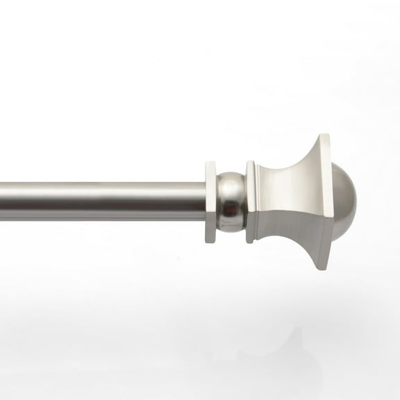 Deco Window 36 to 66 Inches Adjustable Curtain Rod for Windows with Decorative Finials & Bracket Set (3/4'' Diameter, Satin Silver)