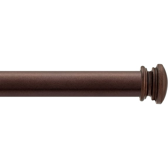 Deco Window 36 to 66 Inches Adjustable Curtain Rod for Windows with Endcap Finials & Bracket Set (1'' Diameter, Brown)