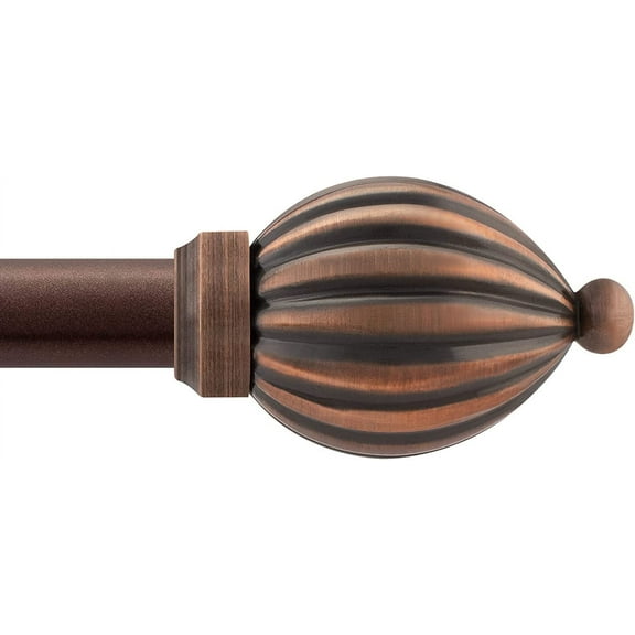 Deco Window 1-Inch Wall curtain rods 36 to 66 inch with Kamrak Finials, decorative curtain rods Antique Copper Heavy duty drapery rods -by Deco window