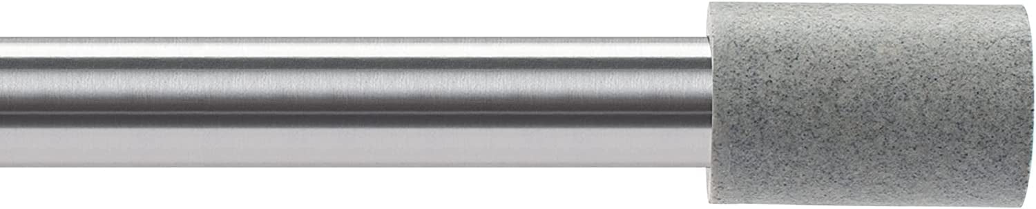 Deco Window 52 -144 Extendable Curtain Rod with Brackets for Windows with Cylinder Marble Finials (25mm Diameter, Satin Silver)