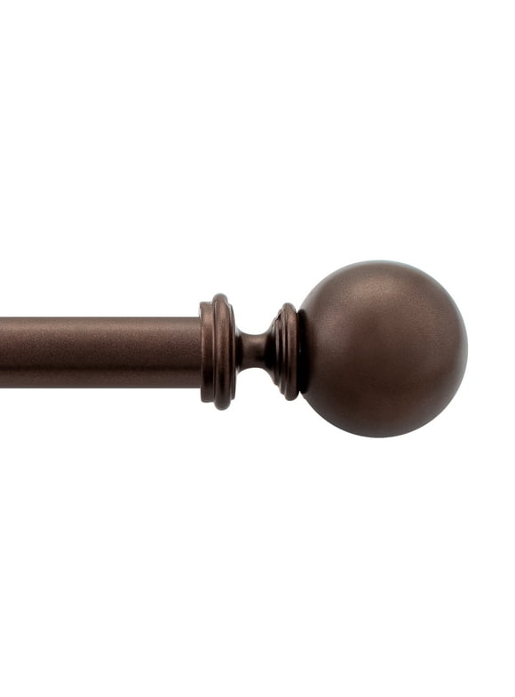 Deco Window 52 to 144 inches Extendable Curtain Rod for Windows with Round Finials (1" Diameter, Brown)