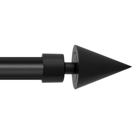 Deco Window 72 to 144 Inches Adjustable Curtain Rod for Windows with Conical Finials & Bracket Set (3/4'' Diameter, Black)