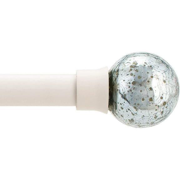 Deco Window 72 to 144 Inches Adjustable Curtain Rod for Windows with Mercury Ball Finials & Bracket Set (1'' Diameter,Ivory)