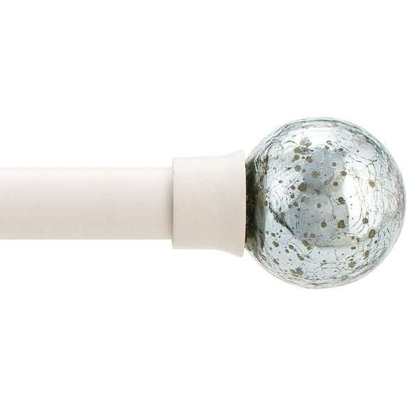 Deco Window 72 to 144 Inches Adjustable Curtain Rod for Windows with Mercury Ball Finials & Bracket Set (1'' Diameter,Ivory)