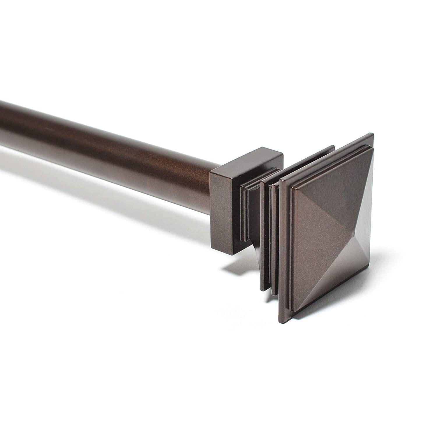 Window Box Curtain Rod Deco Window Adjustable Curtain Rod 72-144'' with Square Finials ...