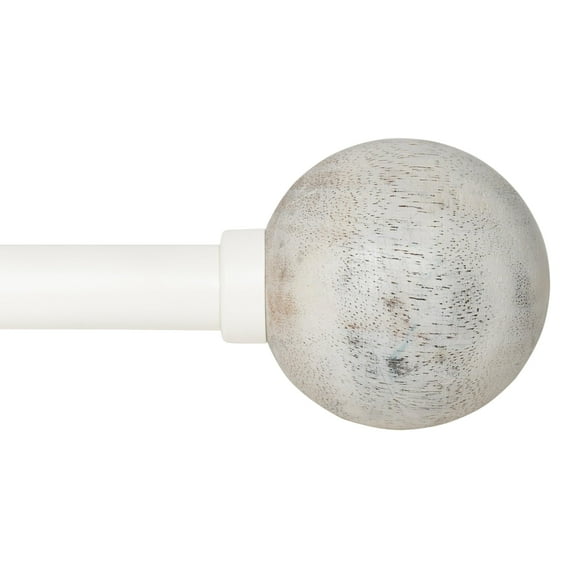 Deco Window Adjustable Curtain Rod for Windows 18 to 44 Inch (Pack of 1) Extendable Heavy Duty 3/4 Inch Iron Drapery Pole with Wooden Ball Finials Wall Mounted French Door (Ivory)