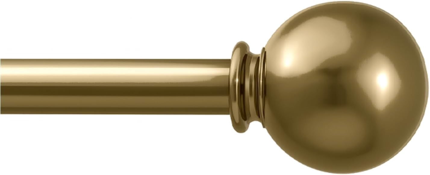 Deco Window Adjustable Curtain Rod for Windows 44 to 120 Inch (Pack of 1) Extendable Heavy Duty 1 Inch Iron Ball with Finials Wall Mounted Curtain Rods (Gold)
