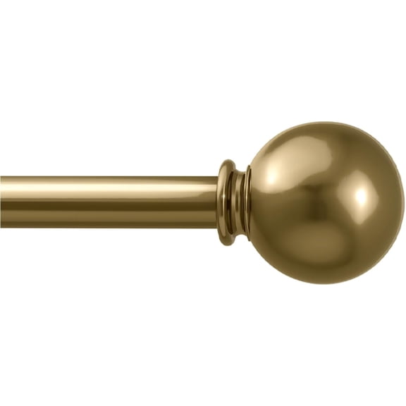 Deco Window Adjustable Curtain Rod for Windows 44 to 120 Inch (Pack of 1) Extendable Heavy Duty 1 Inch Iron Ball with Finials Wall Mounted Curtain Rods (Gold)