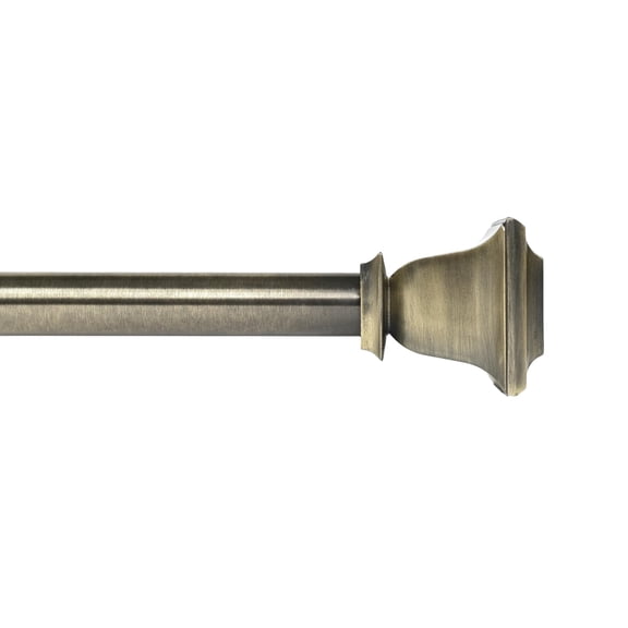 Deco Window Rustic 1 Inch Brass Quattro Adjustable Single Curtain Rods, 44-120 Inch
