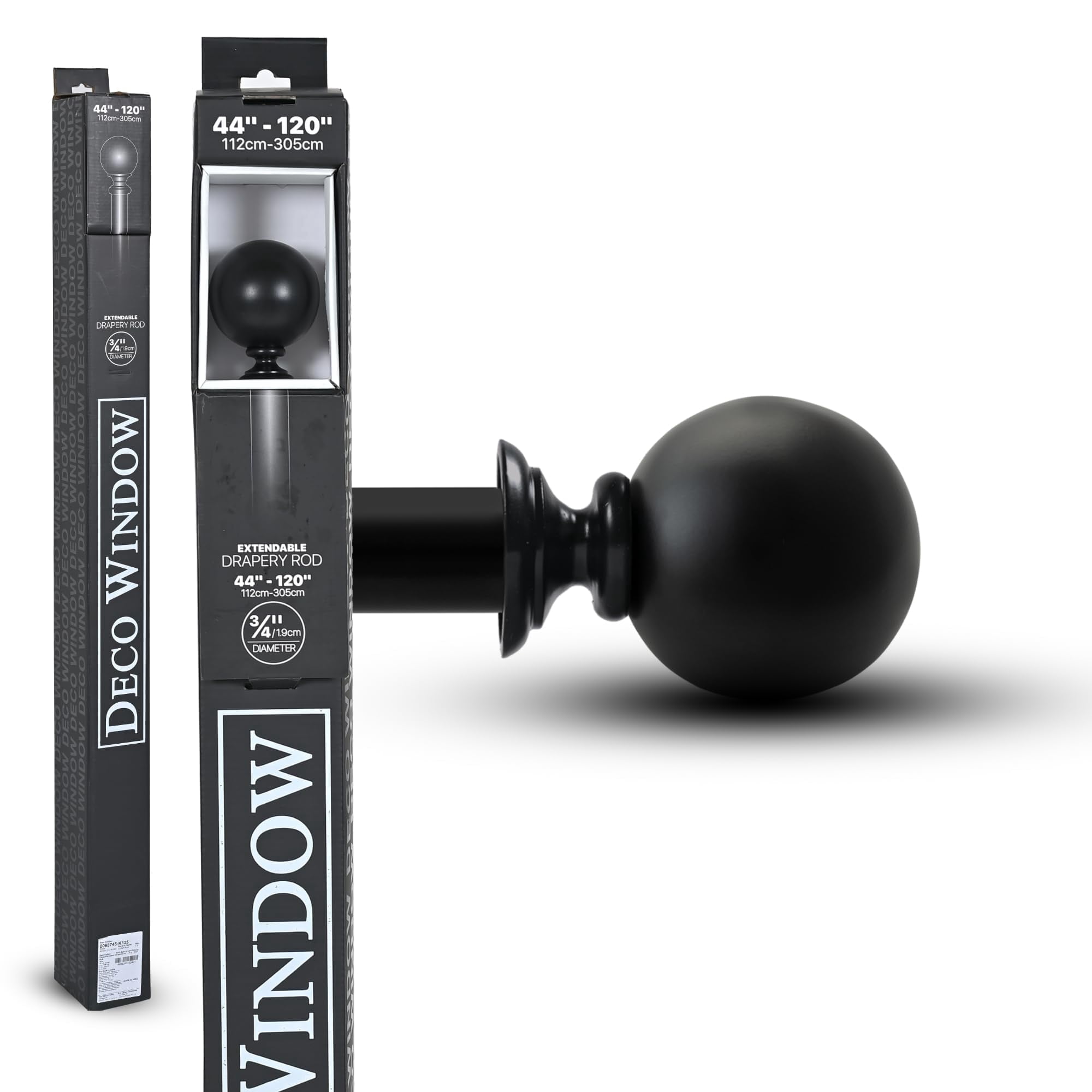 Deco Window Modern 1 Inch Ball Ball Adjustable Single Curtain Rods, 44 Inch - 120 Inch