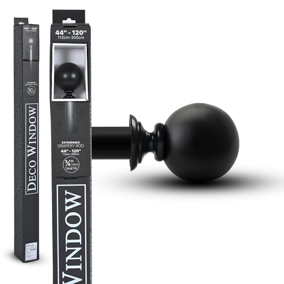 Deco Window Modern 1 Inch Ball Ball Adjustable Single Curtain Rods, 44 Inch - 120 Inch