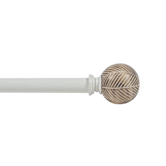 Deco Window Adjustable Curtain Rod for Windows 44 to 120 Inch (Pack of 1) Extendable Heavy Duty 1 Inch Iron Drapery Pole with Finials Wall Mounted French Door Curtain Rods (Ivory)