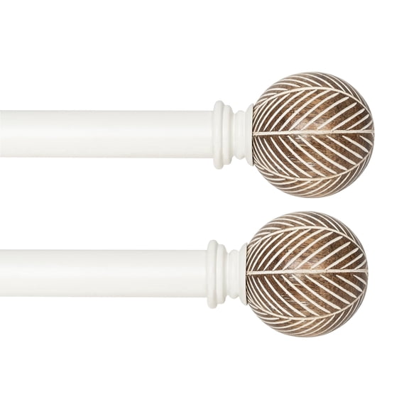 Deco Window Adjustable Curtain Rod for Windows 44 to 120 Inch (Pack of 2) Extendable Heavy Duty 1 Inch Iron Drapery Pole with Finials Wall Mounted French Door Curtain Rods (Ivory)