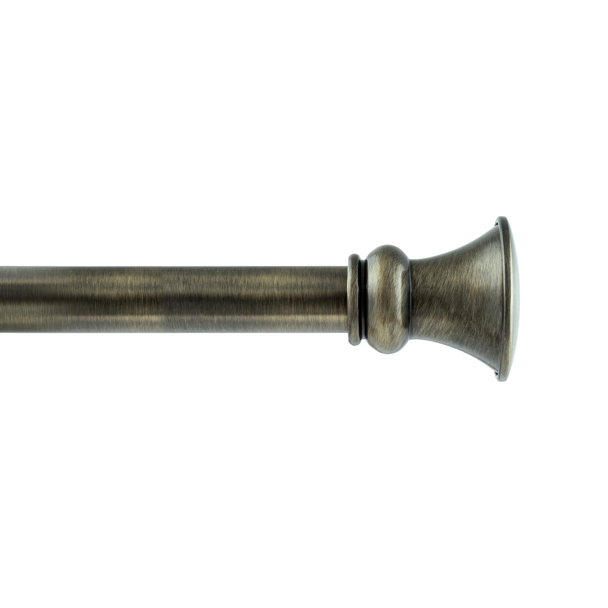 Deco Window Rustic 1 in Antique Brass Egyptian Adjustable Single Curtain Rods, 18 in - 44 in