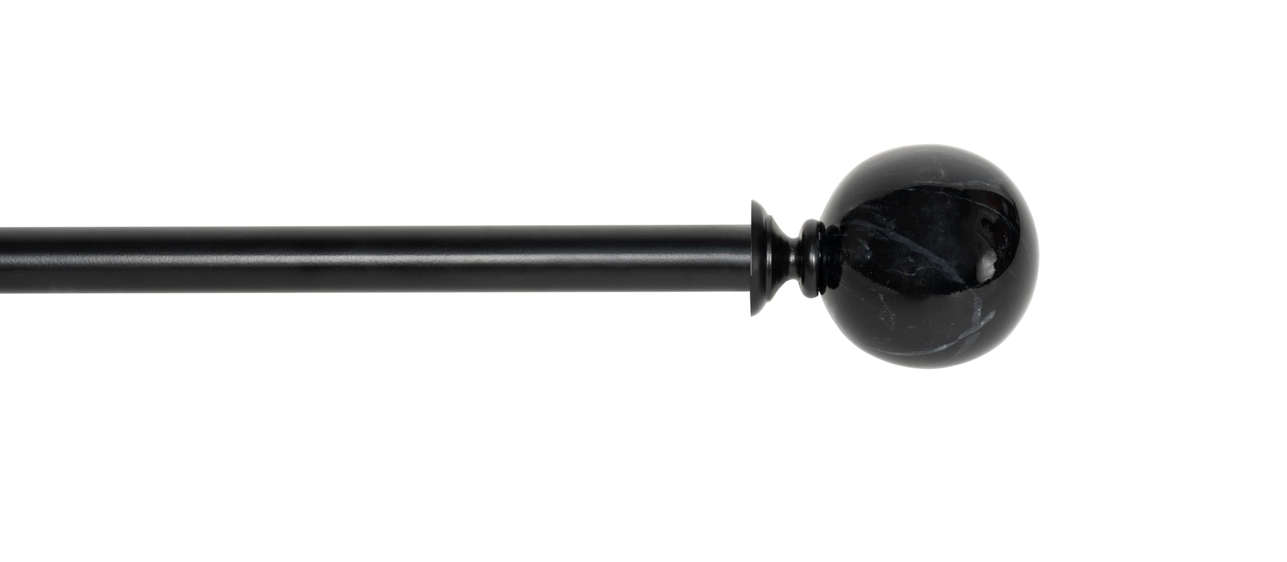 Deco Window Adjustable Curtain Rod for Windows 18 to 44 Inch (Pack of 1) Extendable Curtain Rod with Marble Ball Finial (Black)