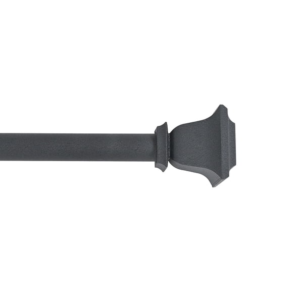 Deco Window Adjustable Curtain Rod for Windows 18 to 44 Inch (Pack of 1) Extendable Curtain Rod with Quatro Finial (Black)