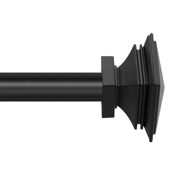 Deco Window Modern 1 in Electroplated Stacked Square Adjustable Single Curtain Rods, 36 in - 66 in