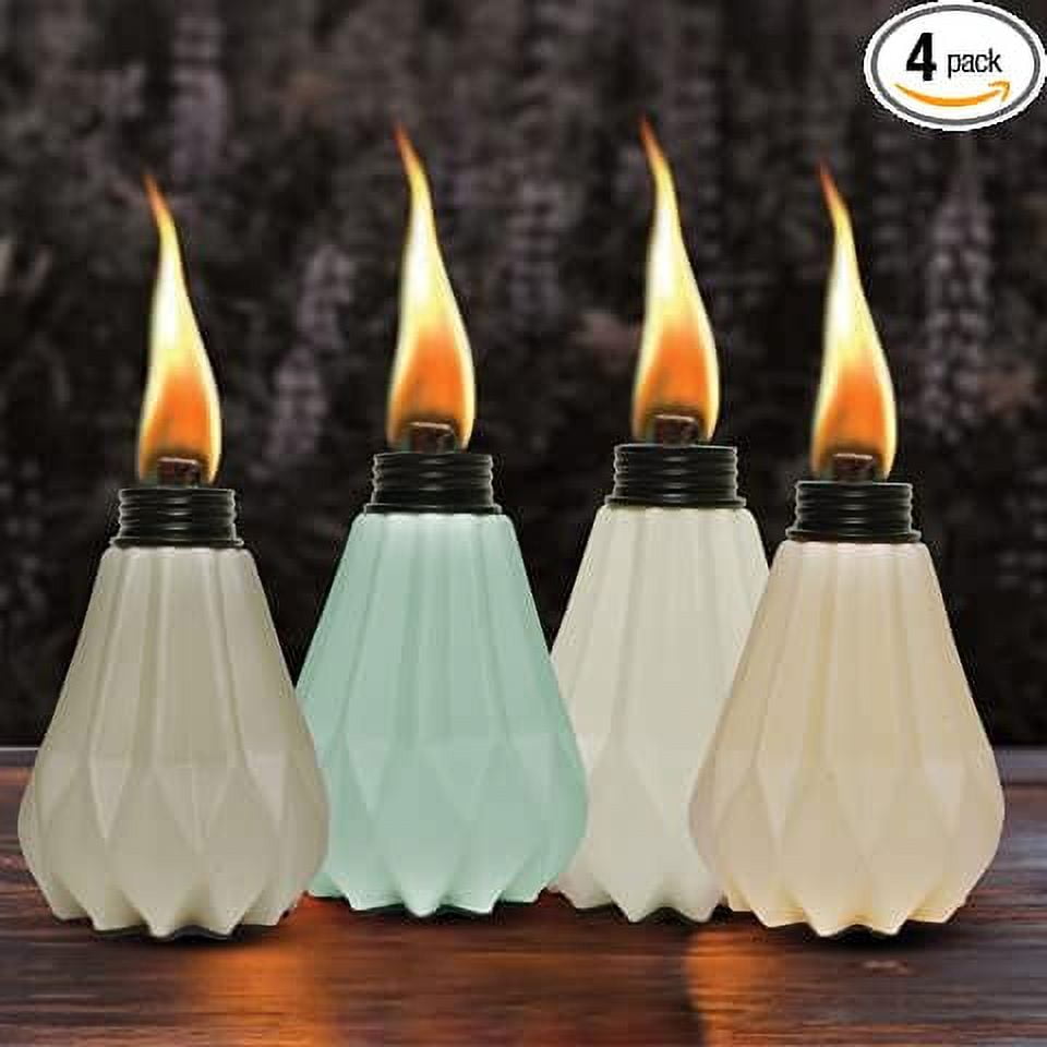 Set of 4 Beige Ceramic Tabletop Citronella Torches