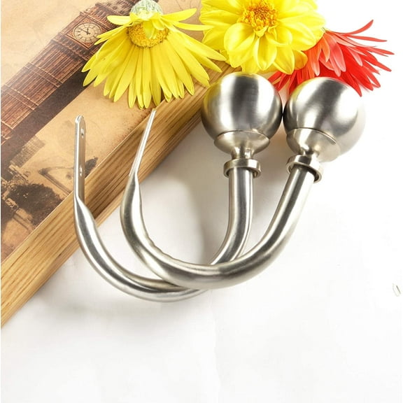 Deco Window Holdback/Curtain Tieback (Set of 2) Round Medallion Satin Silver