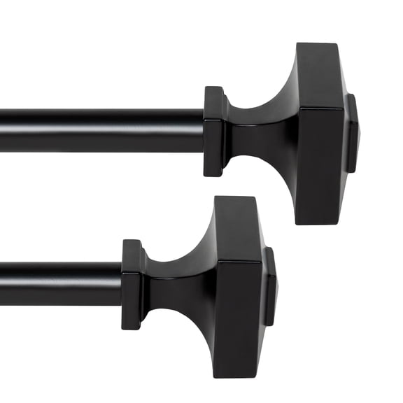 Deco Window Modern 1 Inch Matte Square Adjustable Curtain Rods, 44 Inch - 120 Inch (Pack of 2)