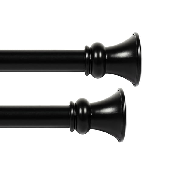 Deco Window Modern 1 in Black Matt Egyptian Adjustable Single Curtain Rods, 18 in - 44 in (Pack of 2)
