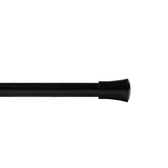 Deco Window Modern 1 in Black Matt Inverted Cone Adjustable Single Curtain Rods, 18 in - 44 in