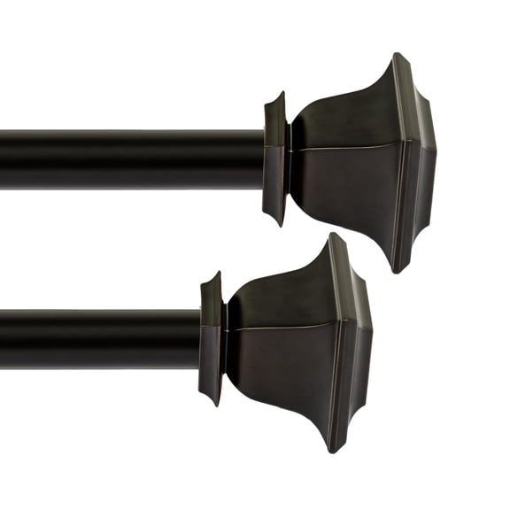 Deco Window Modern 1 in Imperial Bronze Quatro Adjustable Single Curtain Rods, 18-44 in (Pack of 2)