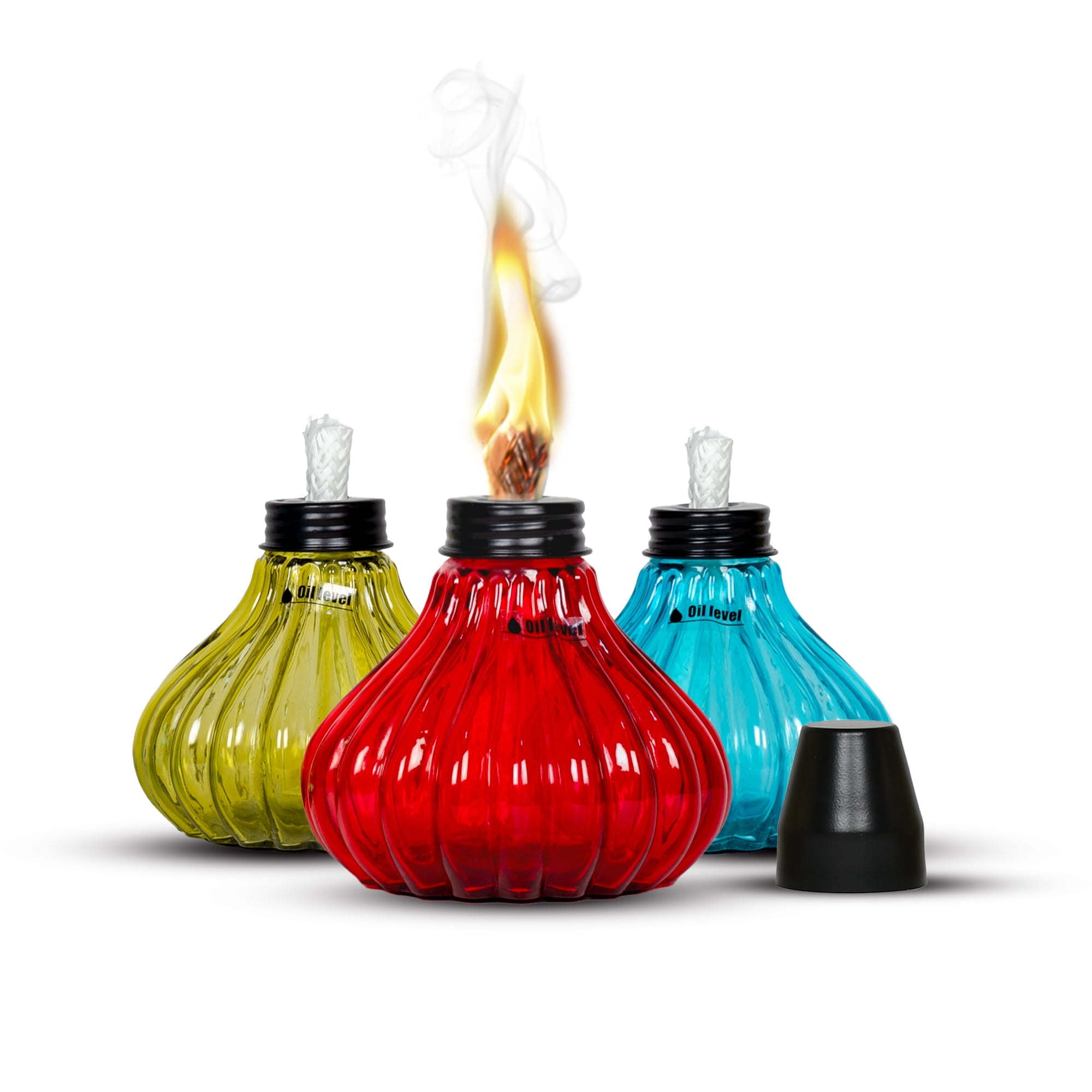 Multicolor Ceramic Citronella Oil Tabletop Torches with Fiberglass Wick