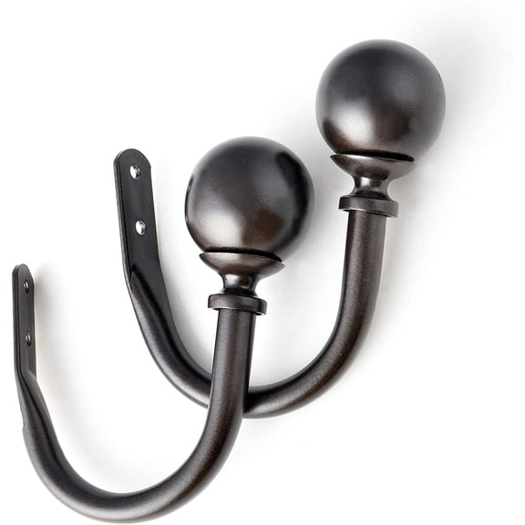 Deco Window Round Drapery Holdback/Tieback Set - Elegant Brown Oil Rubbed Finish - (Set of 2)