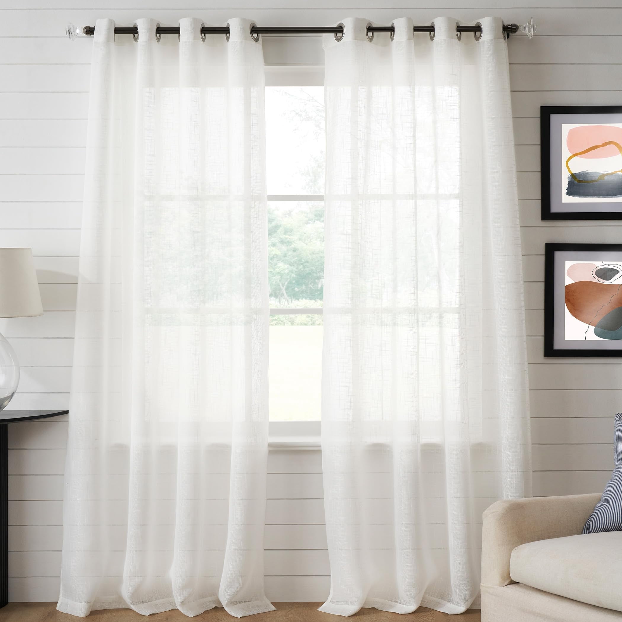 Polyester Windows Deco Window Set of 2 Sheer Curtains for Door & Windows 7.5 Feet Long 66 ...