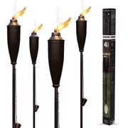 Deco Window Complete Window Solution - Set of 4 Landscape Outdoor/Patio Garden Torch - Brown