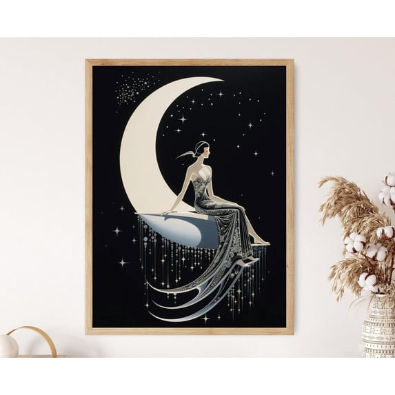 Deco Woman On Moon Roaring Twenties Fine Poster , Poster Print Only ...
