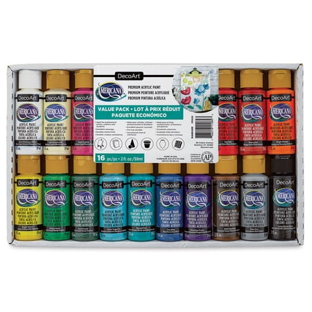 DecoArt Americana Acrylic Paint - Set of 16, Assorted Colors, 2 oz Bottles price history and forecast - DecoArt DASK429