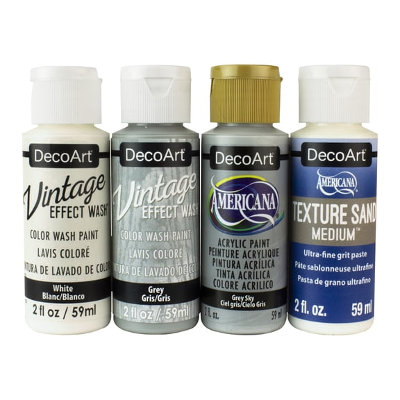 DecoArt Designer Finishes Paint Pack 4/Pkg-Salt Wash Farmhouse