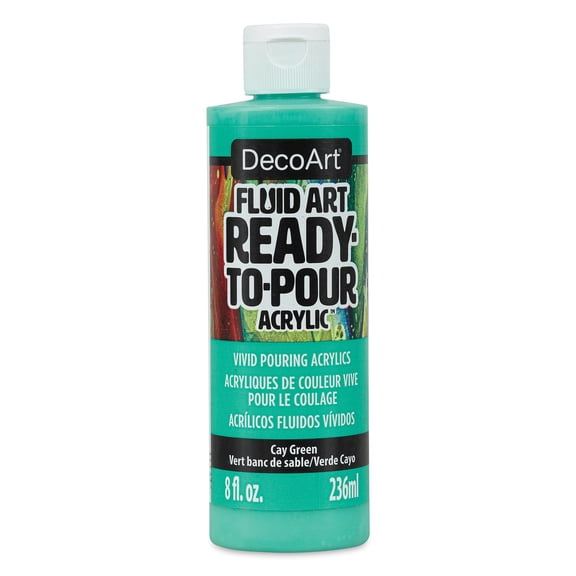 DecoArt Fluid Art Ready-To-Pour Acrylic - Cay Green, 8 oz Bottle