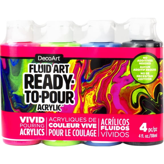 DecoArt Fluid Art Ready to Pour Acrylic Neon Blast Paint Pack
